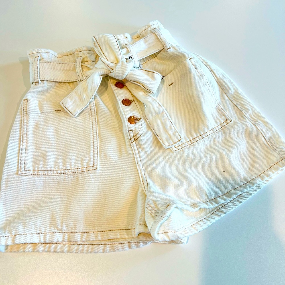 Zara denim paperbag shorts